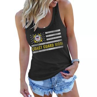 Coast Guard Mom With American Flag Gift For Veteran Day Women Flowy Tank - Seseable