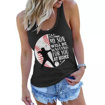 Cool Cute Baseball Catcher Mom Dad Son Parents Quote Graphic Women Flowy Tank - Seseable