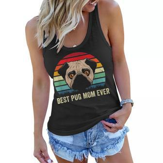 Cute Best Pug Mom Ever Funny Pet Owner Pugs Dog Lover Gift Women Flowy Tank - Seseable