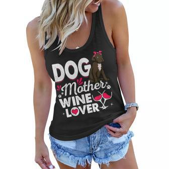 Cute Dog Mother Wine Lover Dane Dog Mothers Day 2023 Women Flowy Tank - Thegiftio UK