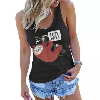 Cute Lazy Day Sloth Hanging On A Tree Gift For Sloth Lovers Women Flowy Tank | Mazezy