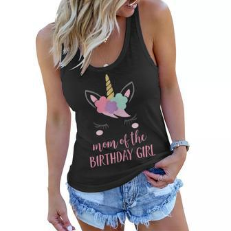 Cute Unicorn Mom Shirt Mom Of The Birthday Girl V2 Women Flowy Tank | Mazezy