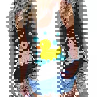 Cute Yellow Duck | Duckie Bath Toys | Rubber Ducky Women Flowy Tank | Mazezy