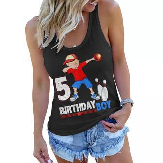 Dabbing Bowler Bowling T Shirt 5Th Birthday Boys Party Tees Women Flowy Tank