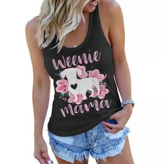 Dachshund Mama Wiener Dog Pink Flowers Cute Weenie Mom Gift Women Flowy Tank - Seseable