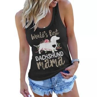 Dachshund Mom Doxie Dog Owner Mothers Day Pet Mama Leopard Women Flowy Tank - Seseable