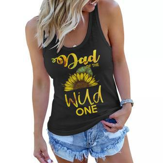 Dad Of The Wild One-1St Birthday Sunflower Outfit Women Flowy Tank - Seseable