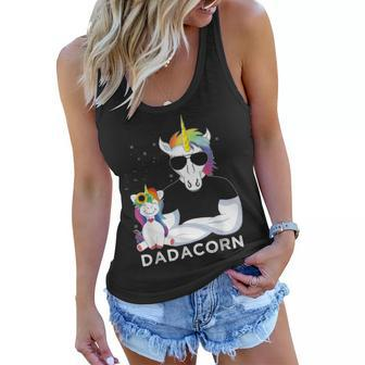 Dadacorn Muscle Unicorn Dad Baby Daughter Fathers Day Gift Women Flowy Tank - Seseable