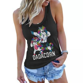 Dadacorn Unicorn Dad Daughter Fathers Day Christmas Gift Women Flowy Tank - Seseable
