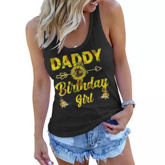 Daddy Of The Birthday Girl Daddy Sunflower Gifts Women Flowy Tank - Seseable
