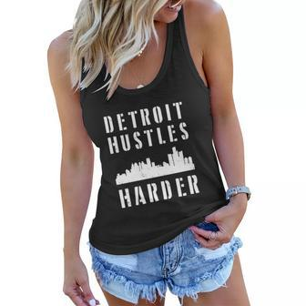 Detroit Hustles Harder City Silhouette Women Flowy Tank - Thegiftio UK