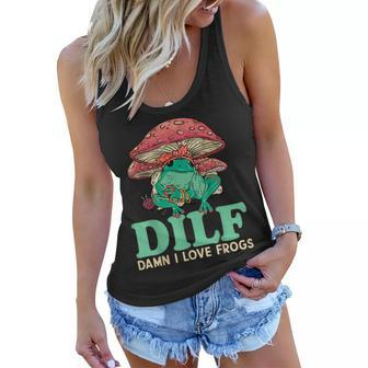 Dilf Damn I Love Frogs Cute Frog Mom Women Flowy Tank | Mazezy