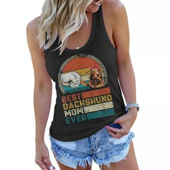Distressed Best Dachshund Mom Ever Mothers Day Gift Women Flowy Tank - Seseable