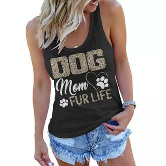 Dog Mom Fur Life Mothers Day Pet Owner Gift Leopard Print Women Flowy Tank - Seseable