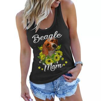 Dog Mom Mothers Day Gift Sunflower Beagle Mom  Women Flowy Tank