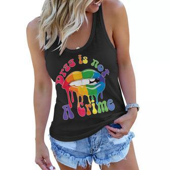 Drag Is Not A Crime Lgbt Pride 2023 Drag Queen Rainbow Women Flowy Tank | Mazezy