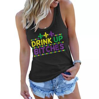 Drink Up Bitch Drinking Team Fun Mardi Gras Carnival Beer V2 Women Flowy Tank - Seseable