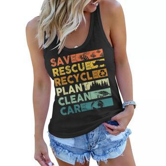 Earth Day 2023 Save Bees Rescue Animals Recycle Plastics Women Flowy Tank - Seseable