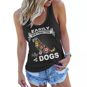 Easily Distracted By Dogs Dog Mom Mothers Day Gift Women Flowy Tank | Mazezy
