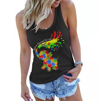 Elephant Autism Different Not Less Be Kind Puzzle Piece Mom Women Flowy Tank - Seseable