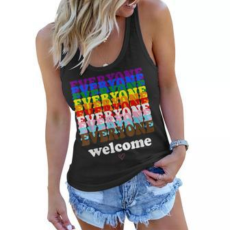 Everyone Is Welcome Here Pride Month Lgbtq Rainbow Gay Pride Women Flowy Tank - Seseable