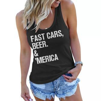 Fast Cars Beer & Merica Cool Memorial Day Tank Top Women Flowy Tank | Mazezy