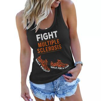 Fight Multiple Sclerosis Ms Support Awareness Warrior Ribbon Gift For Womens Women Flowy Tank - Thegiftio UK