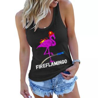 Fire Fighter Flamingo Exotic Bird Firefighter Fireman Women Flowy Tank - Seseable