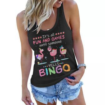 Flamingo Bingo Funny Women Flowy Tank | Mazezy