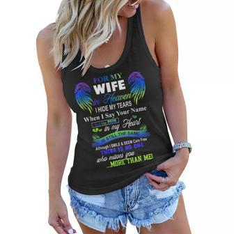 For My Wife In Heaven I Hide My Tears When I Say Your Name Women Flowy Tank | Mazezy