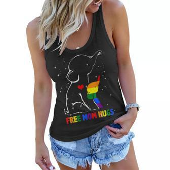 Free Mom Hugs Lgbt Mom Elephant Rainbow Gift Women Flowy Tank - Seseable