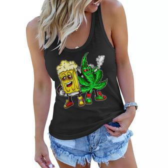 Funny 420 Pot Leaf Marijuana Bong Beer Drunk Weed Cannabis Women Flowy Tank | Mazezy