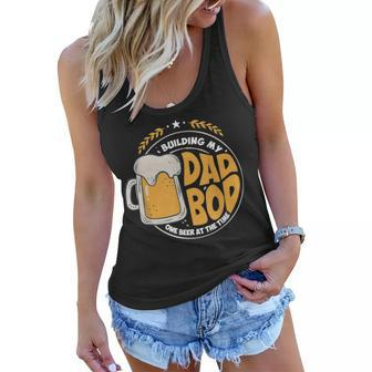 Funny Beer Dad Building My Dad Bod One Beer At A Time Women Flowy Tank | Mazezy
