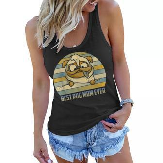 Funny Best Pug Dog Mom Ever Sunset Graphic Great Gift Women Flowy Tank - Seseable