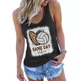 Funny Bleached Volleyball Game Day Vibes Volleyball Mom Game  Women Flowy Tank
