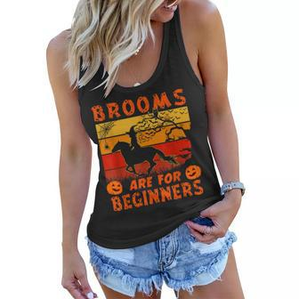 Funny Brooms Are For Amateurs Witch Riding Horse Halloween Women Flowy Tank | Mazezy