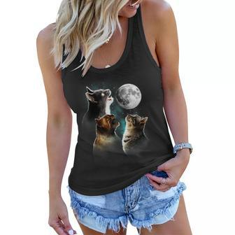 Funny Cat Cats Meowling At Moon Cat Lover Women Flowy Tank - Seseable
