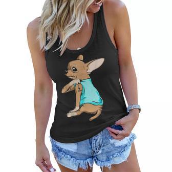 Funny Chihuahua Dog I Love Mom Tattoo Chihuahua Lover Gift Women Flowy Tank - Seseable