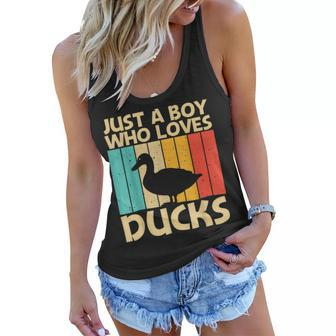 Funny Duck Design For Boys Kids Duck Farmer Hunting Lovers Women Flowy Tank | Mazezy