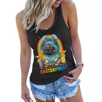 Funny Easter Pug Dog Easterpuggy Cute Pug Lover Rainbow Women Flowy Tank | Mazezy