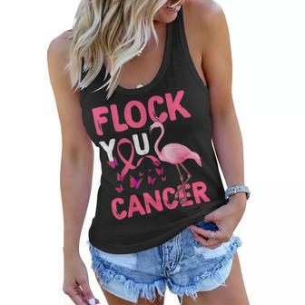 Funny Flock You Flamingo Cancer Breast Cancer Women Flowy Tank - Seseable