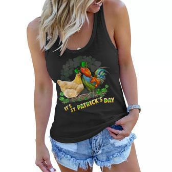 Funny Leprechaun Shamrock Chicken Hen Rooster St Patrick Day Women Flowy Tank - Seseable