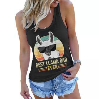 Funny Retro Best Llama Dad Ever Alpaca With Sunglasses Women Flowy Tank | Mazezy