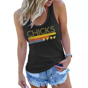 Funny Retro Striped Easter Chicks Chick Baby Chicken Women Flowy Tank - Seseable
