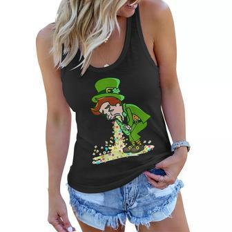 Funny St Patricks Day Drunk Leprechaun Puking Drinking Party Women Flowy Tank - Thegiftio