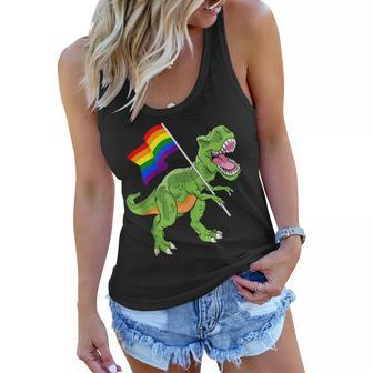 Funny T Rex Rainbow Flag Gay Lesbian Lgbt Pride Women Men Women Flowy Tank | Mazezy