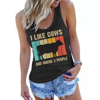 Funny Vintage Cow Design Cow Farmer Men Women Cattle Lover Women Flowy Tank - Seseable