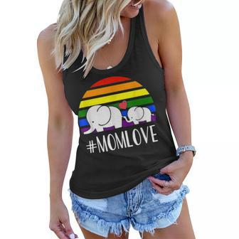 Gay Mom Love Pride Lgbt Rainbow Flag Elephant Gay Mom Gift V2 Women Flowy Tank - Seseable