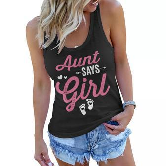 Gender Reveal Aunt Says Girl Matching Baby Party Women Flowy Tank | Mazezy