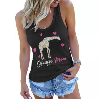 Giraffe Mom Funny Animal Gift For Mothers Day Women Flowy Tank - Seseable